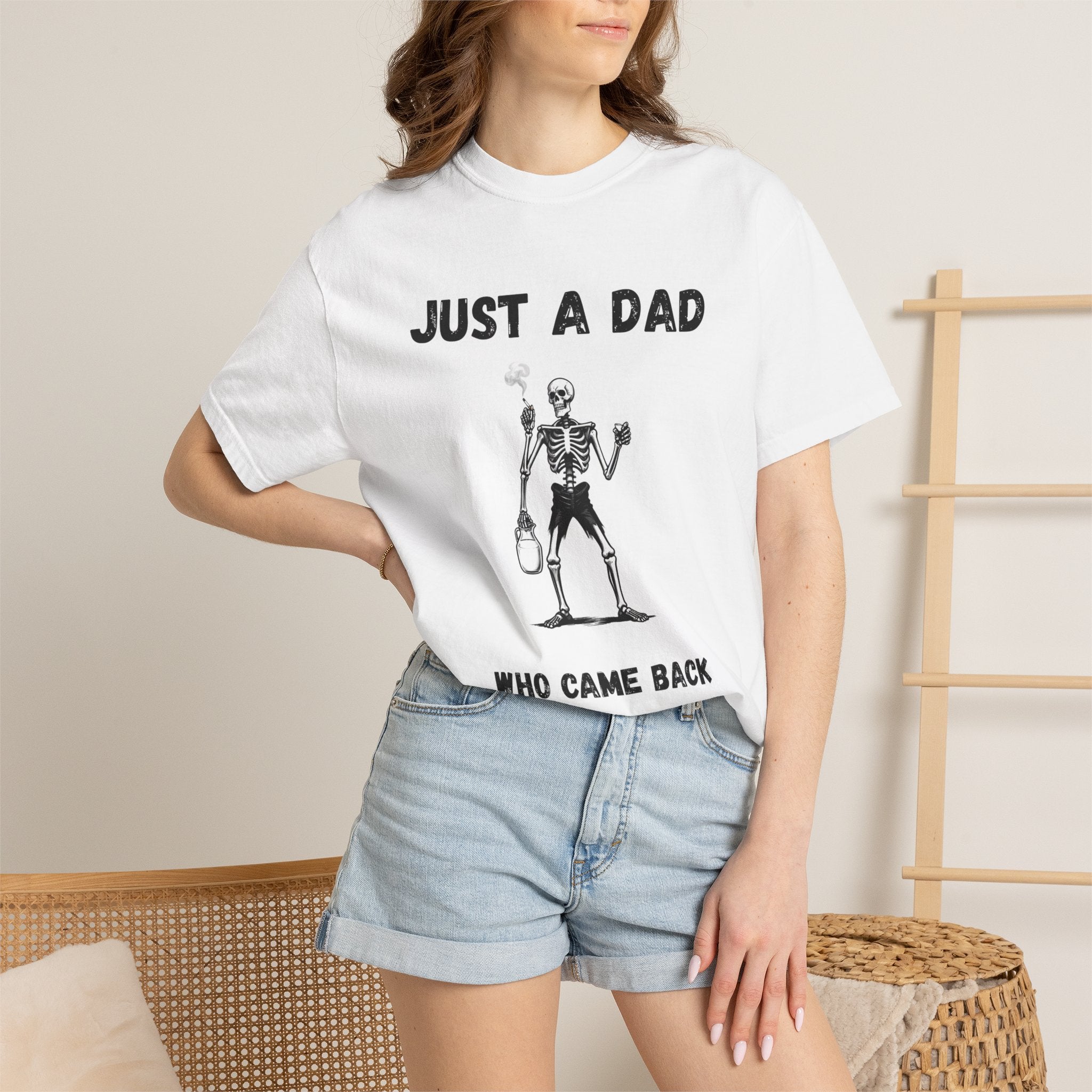 Just a Dad Who Came Back with the Milk T-Shirt — Funny Skeleton Father Tee