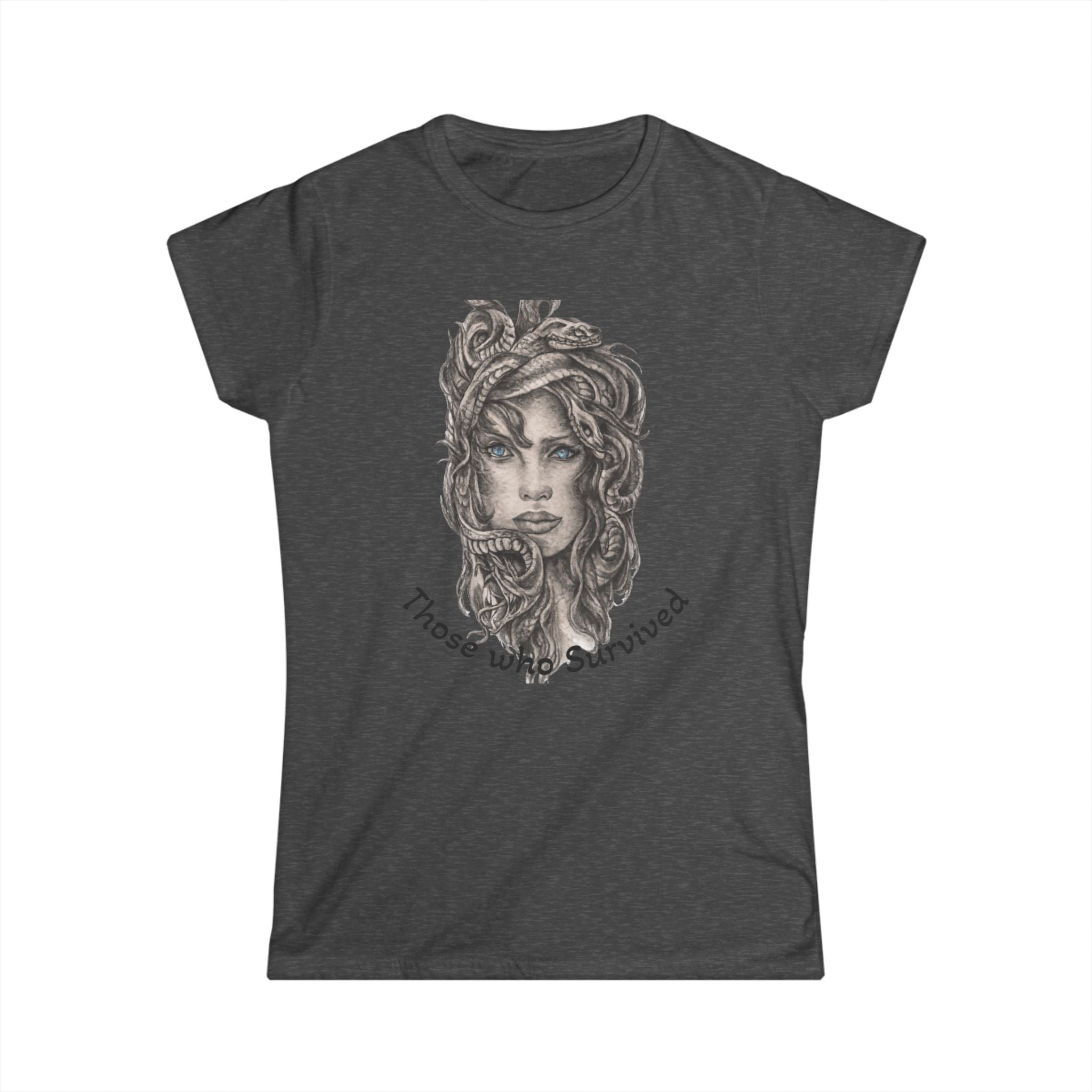 Medusa Portrait Tee — "Those Who Survived" Graphic Women's Shirt