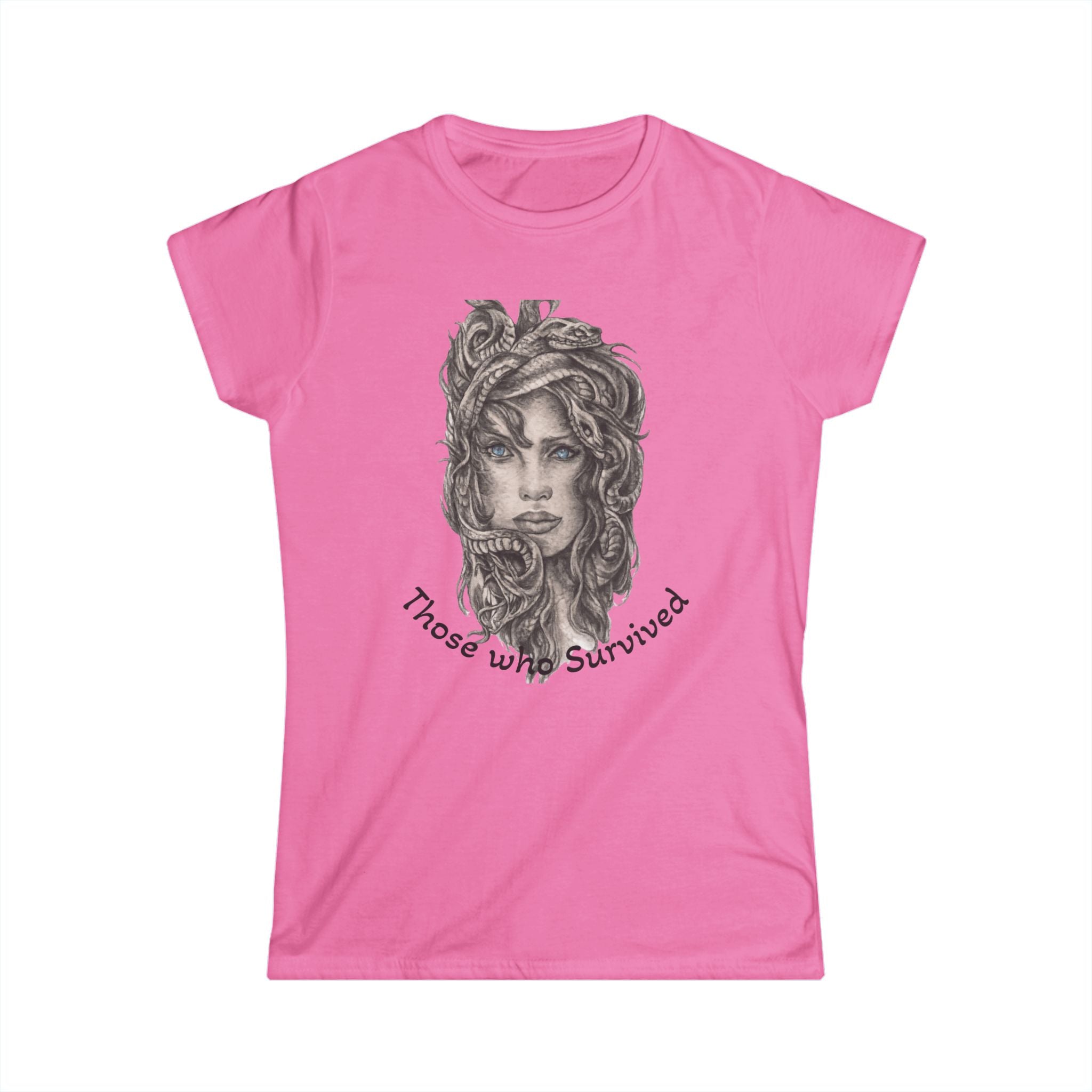 Medusa Portrait Tee — "Those Who Survived" Graphic Women's Shirt